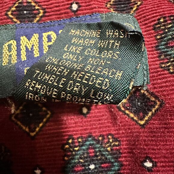 Vintage Cambridge Classics Corduroy Shirt Mens Red & Green Geometric L Button Up - Picture 5 of 7